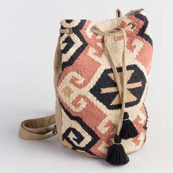 Cost Plus World Market Handbags - World Market Woven Boho Backpack with Tassels